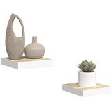  Plutajuće zidne police 2 kom hrast i bijele 23x23,5x3,8 cm MDF | shoptok.hr
