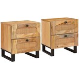  Nočna omarica 2 pcs Naravna 40 x 33,5 x 46 cm Masiven les manga, (5000107140) | Shoptok.si