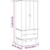 Ormarić s vratima OTTA Crna 76,5 x 53 x 172 cm Masivna borovina | Shoptok.si