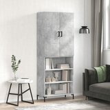 vidaXL Visoka komoda betonsko siva 69,5x34x180 cm inženirski les | Shoptok.si