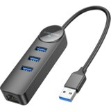 HOCO Technology (HongKong) Co.,Limited USB HUB + GLAN Ethernet Adapter BOROFONE DH6 Erudite 4-in-1, USB3.0x3 +RJ45 | Eponuda.ba