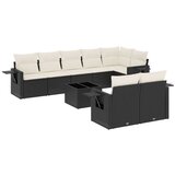 Maison Chic Seti vrtnega pohištva - Vrtna garnitura - Vrtni pohištvo set 9-delna z blazinami črn poli ratan, (21798242) | Shoptok.si