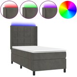  box spring s madracem LED tamnosivi 90x200 cm baršun | shoptok.hr