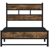 vidaXL Kovinski posteljni okvir brez vzmetnice dimljen hrast 90x190 cm | Shoptok.si
