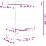  Stalak za akvarij Bijeli 75x36x72,5 cm Konstruirano drvo | shoptok.hr