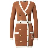 Elisabetta Franchi Pletena obleka rjava / bela | Shoptok.si