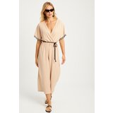 Cool & Sexy Women's Vanilla Ethnic Patterned Belted Jumpsuit | Shoptok.si