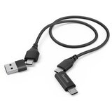 Hama 4-v-1 kabel tipa C z mikro USB in A adapterjem 1,5 m črne barve, (5000262048) | Shoptok.si