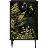  Noćni ormar RHENEN Crni hrast 36 x 33 x 61 cm Konstruirano drvo - Tropski uzorak džungle 1 | shoptok.hr