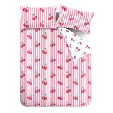 Catherine Lansfield Bijela/ružičasta posteljina za bračni krevet/za produženi krevet 230x220 cm Disco Cherries Stripes – | shoptok.hr