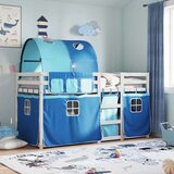  Krevet na kat sa zavjesama plavi 75x190 cm od masivne borovine | shoptok.hr