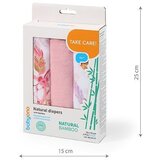 BabyOno Bambus tetra pelene Boho lišće, roza | shoptok.hr