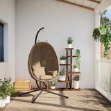 vidaXL Viseči stol jajček s stojalom taupe ratan in jeklo - - taupe - 24.2 - N/A - 2025--TOPSELLER | Shoptok.si