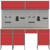  Set radnih ormarića s ladicama s pohranom 10 kom. Crvena | shoptok.hr
