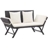  The Living Store Vrtna klop z blazinami črna 176 cm poli ratan - Vrtna Klop, (21462095) Cene