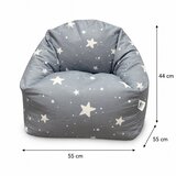 Ginger Home Детски Пуф Кресло Little Stars, 100% Памук, Сив Барбарон Със Звезди, 55x44x55 см | shoptok.hr