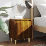 The Living Store Nočna omarica z lesenimi nogami rjav hrast 40x30x50 cm - Nočna Omarica, (21433676) | Shoptok.si
