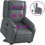  Masažni naslonjač na podizanje od umjetne kože siva | shoptok.hr