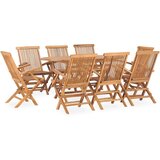vidaXL 9-dijelni sklopivi vrtni blagovaonski set od masivne tikovine | shoptok.hr