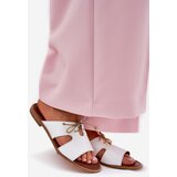 Zazoo Leather Women's Slippers On Flat Heel White 3022 | Shoptok.si