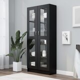 The Living Store Vitrina črna 82,5x30,5x185,5 cm iverna plošča - Vitrina, (21555028) Cene