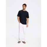 Reserved Majica regular fit s lyocellom - mornarsko plava | shoptok.hr