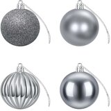  Set božićnih kuglica 75 kom. Siva 6 cm Polistiren - Siva | shoptok.hr