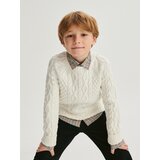 Reserved - Džemper s uzorkom pletenica - krem | shoptok.hr