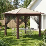 Gazebo s 4 bočne strane 2,6 x 2,6 m Krema i smeđa | shoptok.hr