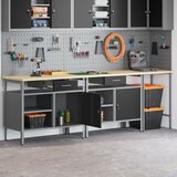 vidaXL Komplet 3 Siva Jeklo, inženirski les Velika Nastavljive noge Cene