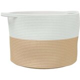 vidaXL Košara za perilo bež in bela Ø55x36 cm bombaž | Shoptok.si