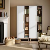  Biblioteka visine 176 cm 4 otvorene police 2 ormarića samostojeća biblioteka MDF bijela | shoptok.hr
