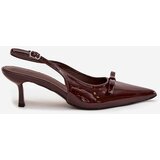 Boto Patent leather high heels with bow chocolate Olvena | Shoptok.si
