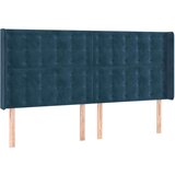  Vzglavje z ušesi temno modro 203x16x118/128 cm žamet | Shoptok.si