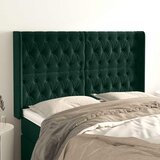  Uzglavlje s ušima tamnozeleno 163x16x118/128 cm baršunasto | shoptok.hr