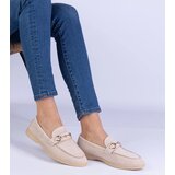 D/CEO marka niezdefiniowana Beige eco-suede loafers with perforation and gold embellishment Marusso Cene