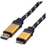 Roline USB kabel USB 3.2 gen. 1 (USB 3.0) USB-A vtič\, USB-mikro-B 3.0 vtič 0.80 m črna\, zlata dvojno oklopljen\, pozlačeni konektorji 11.02.8878, (20416143) | Shoptok.si