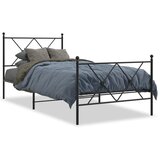 vidaXL Metalni okvir kreveta uzglavlje i podnožje crni 90x190 cm | shoptok.hr
