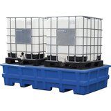 asecos Prestrezna PE-kadica za cisterne IBC/KTC, prestrezna prostornina 1000 l, za 2 cisterni, s pocinkano mrežasto rešetko Cene