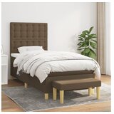 vidaXL Krevet s oprugama i madracem tamnosmeđi 90 x 190 cm od tkanine | shoptok.hr