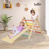  Piklerov trokut 3 u 1, sklopiv i visinski podesiv, drvena penjalica, šarena | shoptok.hr