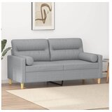 vidaXL Kavč dvosed z blazinami svetlo siv 140 cm blago Cene