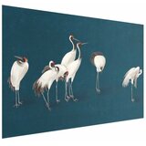  Plakat - Evening at the Pond - group of cranes drawn in dry pastel on a dark turquoise background 60x40 Bez okvira | shoptok.hr