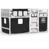  The Living Store Otroški pograd z zavesami bel in črn 90x190 cm trdna borovina - Otroški Pograd, (21450746) | Shoptok.si