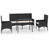 Maison Chic Seti vrtnega pohištva - Vrtna garnitura - Vrtni pohištvo set 4-delna z blazinami črn poli ratan, (21809165) | Shoptok.si