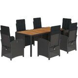  7-dijelni vrtni blagovaonski set s jastucima crni od poliratana | shoptok.hr