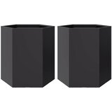  Vrtna sadilice 2 kom crna šesterokutna 46x40x45 cm čelična | Shoptok.si