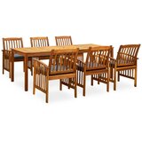  3058092 7 Piece Garden Dining Set with Cushions Solid Acacia Wood (45963+2x312131) | shoptok.hr