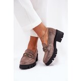 VINCEZA Eco Suede Women's Lace-Up Shoes With Decoration Ciemnobeżowe 39921 | shoptok.hr