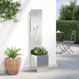 vidaXL Vrtni Sadič s Dekorativnom Pločom Srebrna 32 x 140 cm | shoptok.hr